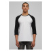 Contrasting raglan T-shirt with 3/4 sleeves wht/bl