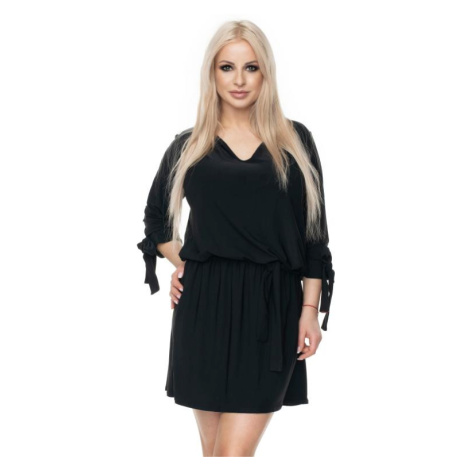 Štýlové mini šaty s viazaním v páse pre dámy v čiernej farbe