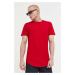 Bavlnené tričko Hollister Co. červená farba, jednofarebné