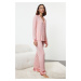 Trendyol Powder Pocket and Satin Detailed Maternity Knitted Pajama Set