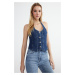 Trendyol Dark Blue Fitted Denim Vest