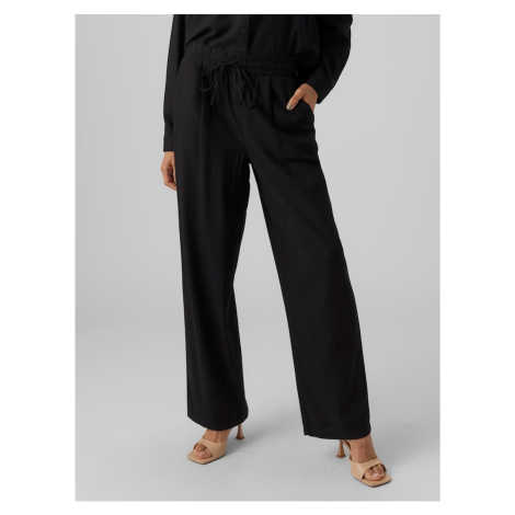 Black women's trousers with linen blend Vero Moda Jesmilo - Women