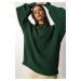Happiness İstanbul Dámsky Smaragdovo Zelený Oversize Základný pletený sveter
