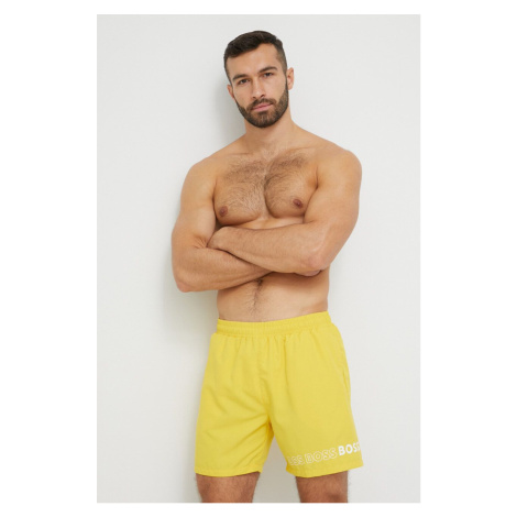 Plavkové šortky BOSS žltá farba Hugo Boss