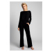 Čierne pyžamové široké nohavice LA028