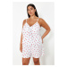 Trendyol Curve White Heart Strap Woven Pajama Set