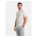 Ombre Men's full-print t-shirt with scattered letters - light beige