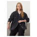 Trendyol Black Stone Oversize Denim Shirt Jacket