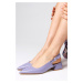 Mio Gusto Kathy Lilac Patent Leather Women's Short Heeled Shoes with Side Bows and Open Back.