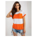 Basic white and orange striped summer blouse