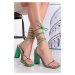 Zelené šnurovacie sandále s hranatou špičkou Lena