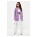 Trendyol Lilac Oversize Woven Plaid Blazer Jacket