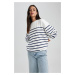 DEFACTO Relax Fit Striped Crew Neck Basic Sweatshirt