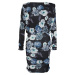 Trendyol Blue Printed Mini, elastické pletené šaty s polstrovaným preťahovaním vypasované/elegan