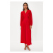 Trendyol Red Minimal Patterned Chiffon Lined Woven Dress