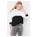 Trendyol Black Color Block Thin Knitted Sweatshirt