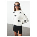 Trendyol Ecru Soft Texture Ribbon/Bow Detailed Knitwear Sweater