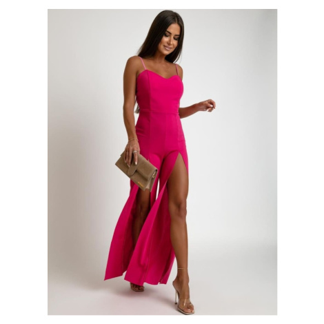 Dark pink summer jumpsuit with slits FASARDI