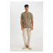 DEFACTO Men's Beige Jogger Skinny Leg Cotton Pocketed Trousers