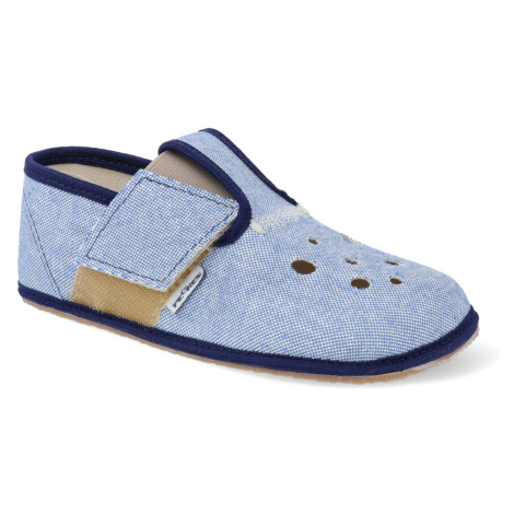 Barefoot papučky Pegres - s prierezmi modré jeans