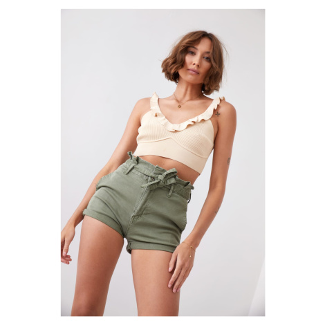 Khaki denim shorts FASARDI