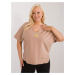 Large asymmetrical blouse Camel