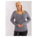 Dark gray oversized knitted sweater with V-neck pattern