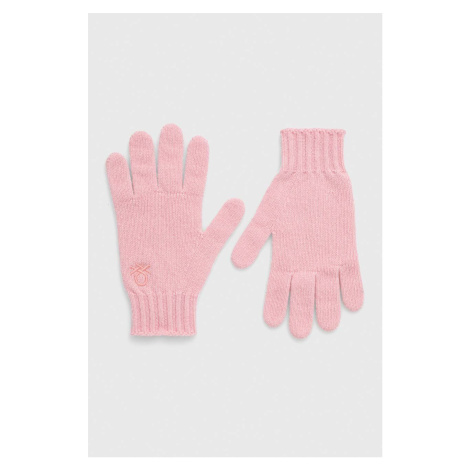 Detské vlnené rukavice United Colors of Benetton ružová farba