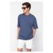 Trendyol Indigo Oversize/Wide Cut 100% Cotton Back Printed T-Shirt