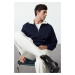 Trendyol Navy Blue Oversize/Wide Cut Stand Collar Sweatshirt