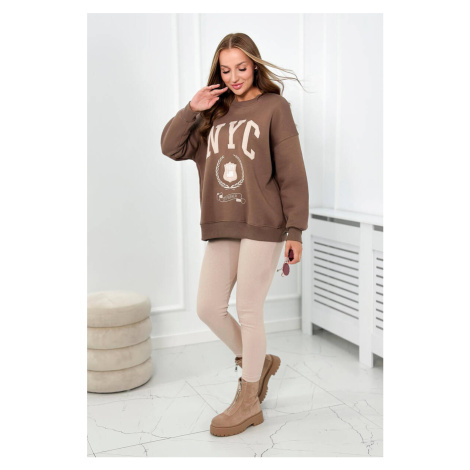 Cotton set insulated sweatshirt + leggings brown