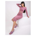 Dusty pink ribbed ensemble with skirt Lina RUE PARIS