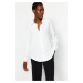 Trendyol Oversized White Crepe Knitted Shirt