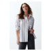 Trendyol Ecru Striped Oversize/Creature Woven Shirt