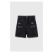 Detské rifľové krátke nohavice Birba&Trybeyond čierna farba, jednofarebné