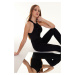 Trendyol Knitted Bodysuit with Black Window/Cut Out Detail and Rose Accessories