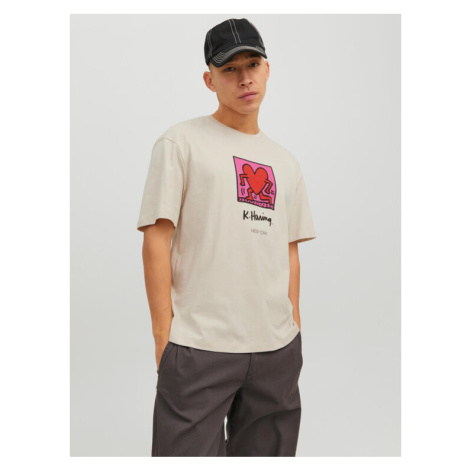 Jack&Jones Tričko Keith Haring 12230685 Béžová Relaxed Fit Jack & Jones