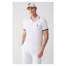 Avva Men's White 100% Cotton Marine Printed Regular Fit Polo Neck T-shirt