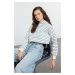 Trendyol Blue Striped Hooded Regular/Normal Pattern Knitted Sweatshirt