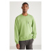 GRIMELANGE Casper Men's Zipper Pocket Round Neck Green Sweatshir