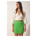 Happiness İstanbul Women's Green Slit Mini Skirt