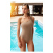 Trendyol Mink One Shoulder Silvery Regular Swimsuit with Accessories