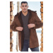 PLT8399 DEWBERRY SUEDE LOOK MEN'S COAT-PLAIN BROWN