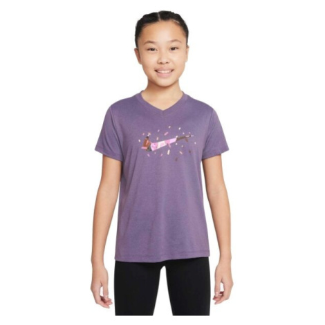 Nike NK DF TEE VNECK LGD ESSNTL+ Dievčenské tričko, fialová, veľkosť