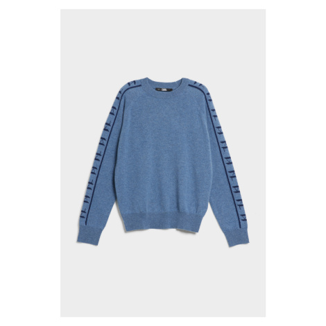 Mikina Karl Lagerfeld Cashmere Logo Sweater Modrá