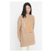 Trendyol Light Brown Front Printed Soft Pile Thick Knitted Sweatshirt