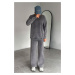 Trendyol Anthracite Washed Oversize Thick Polar Fleece Knitted Sweatshirt