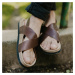 Vasky Cross Brown - Dámske kožené sandále hnedé, ručná výroba