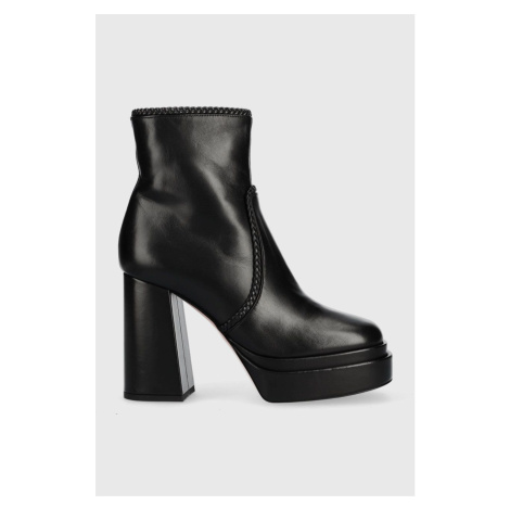 Kožené členkové topánky Liu Jo NELLY 01 dámske, čierna farba, na podpätku, SXX681P006222222