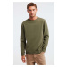 GRIMELANGE Travis Men's Soft Fabric Regular Fit Round Collar Khaki Sweatshir